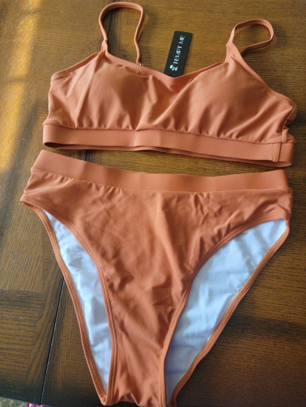 Tempt Me Rust Orange Bikini Set - Supportive Crop Top & High Waist Bottoms